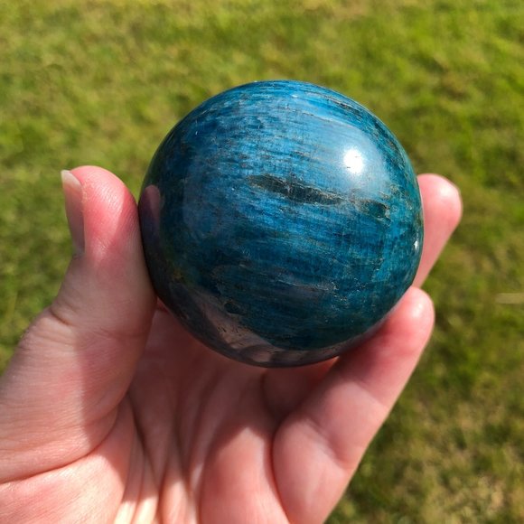 Modern Moon Goddess Other - Blue Apatite Sphere crystal ball gemstone